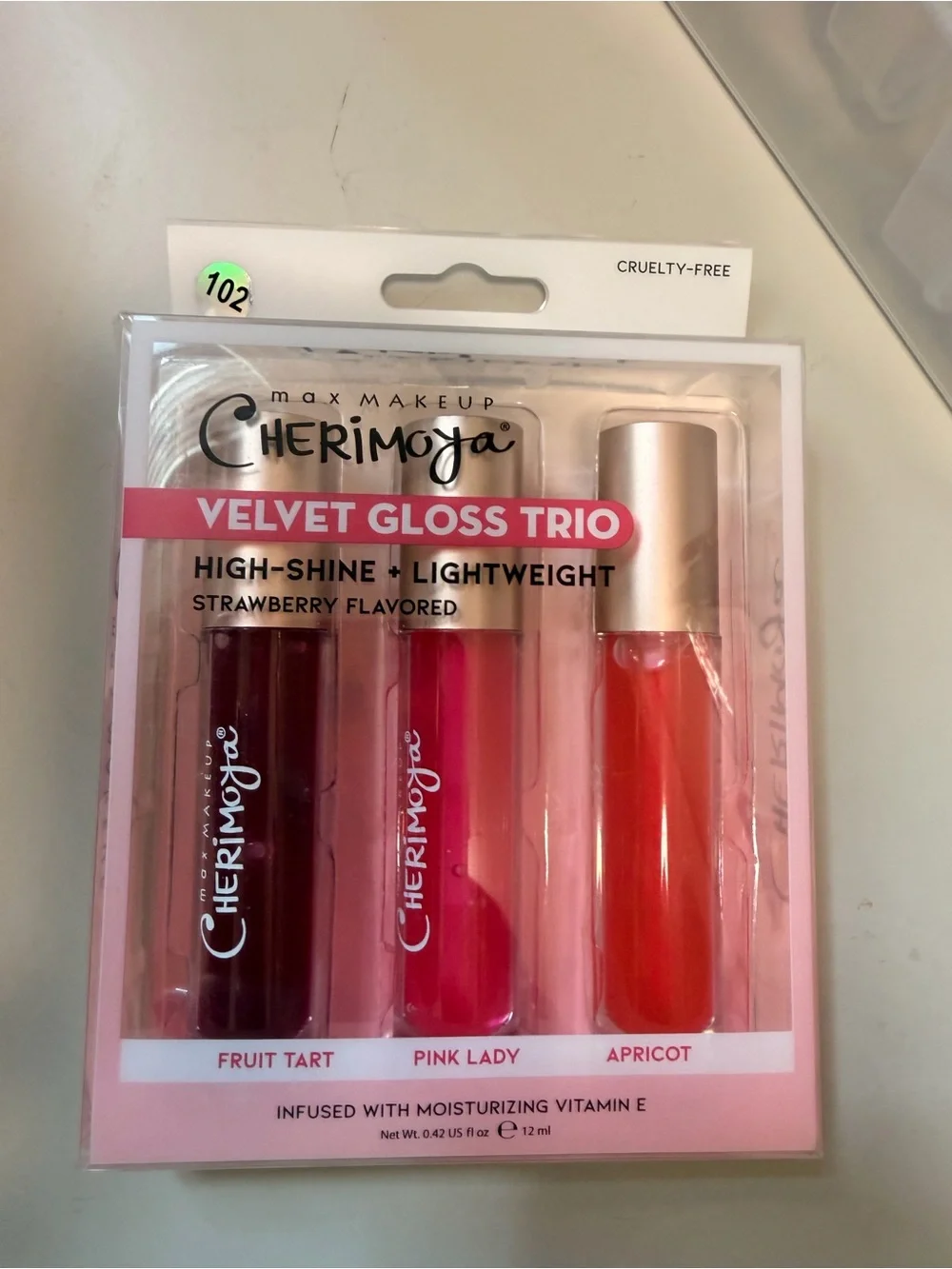 Velvet Gloss Trio — Fruit Tart, Pink Lady & Apricot (Strawberry Scent)